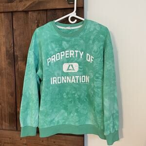 ISI iron Nation Sweatshirt Womens Large Green Tie Dye Crewneck Limited Edition